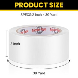 Professional Heavy-Duty Duct Tape 2 Inches x 30 Yards, Waterproof Cloth Gaffer Tape for Indoor/Outdoor Use, Repairs, Bundling, Sealing & DIY, 1 Roll - White