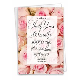 NobleWorks - 30th Milestone Anniversary Card with Envelope - Congrats on 30 Years of Marriage, Married Couples Greeting - Year Time Count 30 C9090MAG