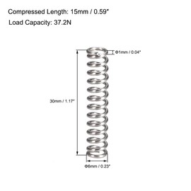 TOP-VIGOR 10Pcs Compression Spring, 6mm OD,1mm Wire Size,30mm Free Length Dual Extended Durable Dual Hook Tension Spring for Furniture Screen Doors Repair Projects