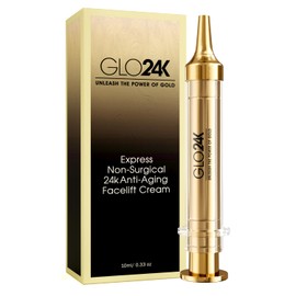 GLO24K Crema de estiramiento facial instantánea con oro de 24k, antiarrugas de acción rápida no quirúrgica