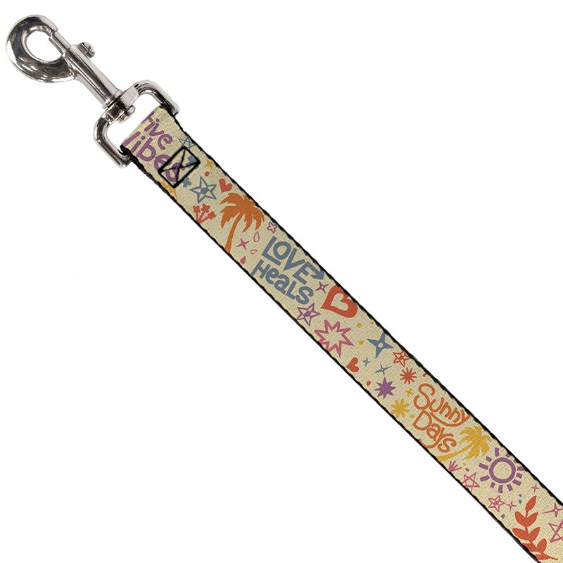 Buckle-Down Pet Leash, Dog Leash, Summer Harmony Collage Beige Multi
