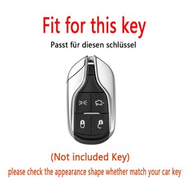 HIBEYO keyless Car Key Case Fits Maserati Protective Case Key Cover for Maserati Levante GT Ghibli Quattroporte Granturismo Spoiler Key Casing Accessories 4 Buttons Silver