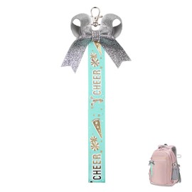 Rhinestone Bling Keychain Lanyard for Keys Bag Accessories Glitter Wristlet Keychains for Teen Girl Women Cheer Stuff for Kids Toddlers Bow Keychain for School Bag Backpack Silver Cheer Bow Key Chain