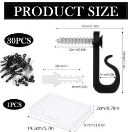 VEKXAR 30PCS Outdoor Light Hooks, Gutter Hooks for Outdoor Lights, Outdoor Hooks for Lights, Hooks for Outdoor Lights, Screw in Hooks, Light Hooks for Outside String Lights