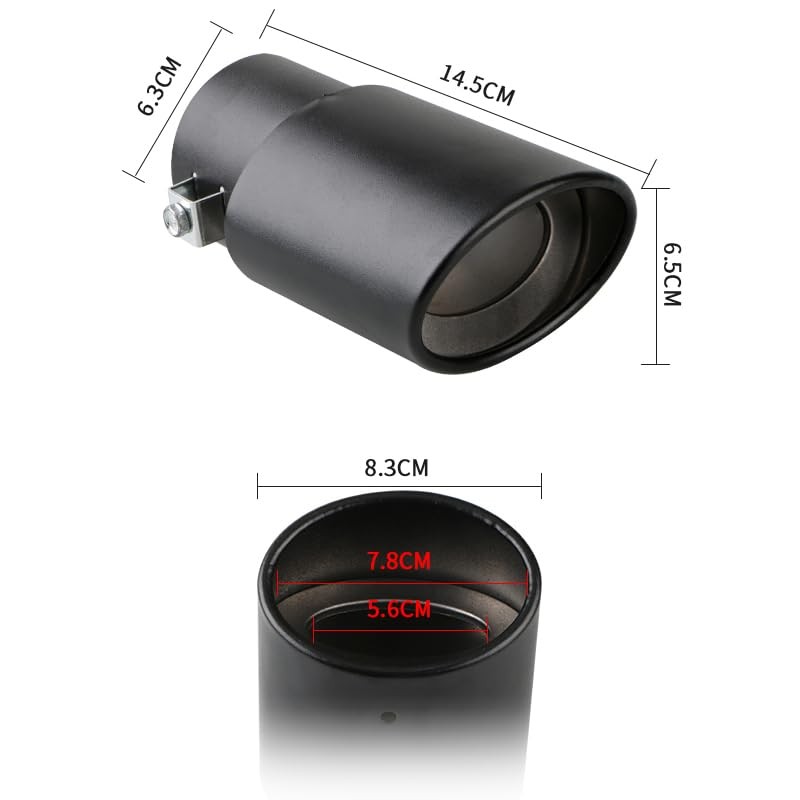 Universal Stainless Steel Car Exhaust Tip, 2.5". Straight. Adjustable, Exhaust