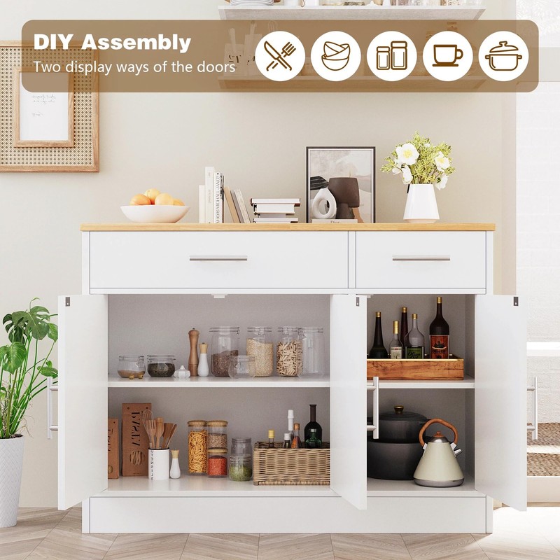 Vongrasig Buffet Cabinet with Storage, 43” Farmhouse Coffee Bar Cabinet