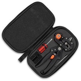 PIT66 2 in 1 Garden Tree Grafting Knife Pruning Pruner Shears Snip Scissors Cutting Tool Kit Black & Orange