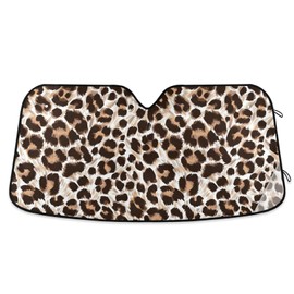 Leopard Cheetah Car Windshield Sunshade - Accordion Folding Auto Sunshade for Truck SUV - 55 x 28 Inch