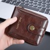 Unbranded Mens Retro Wallet with Zipper Leather Bifold Purse ID