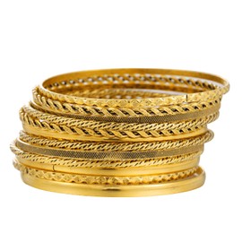 Bohemian Gold Bangle Bracelets Set for Women- Multi Layer Stackable Textured Bracelet Retro Indian Chunky Cable Twisted Wristband for Women Best Friend Wedding Bridal Birthday Party Gift-F