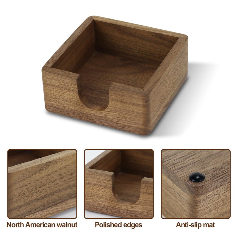 MultiBey Black Walnut Sticky Note Holder - Handcrafted Solid Wood