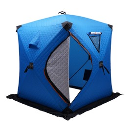 Portable 2 Person Ice Fishing Tent with Packing Bag and Handbag，Freestanding Insulated Ice Fishing Shelter Thermal,Ice Fishing Shanty with Insulated Layer for Out Ice Fishin and Picnics (Blue)