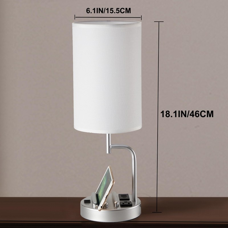 Dreamholder Table Lamp with 3 USB Charging Ports, Modern Desk