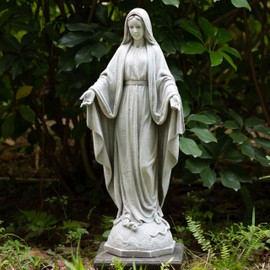 BC Catholic Our Lady of Grace Virgin Mary Statue, 24" H Holy Mother Statue for Garden, Mother Mary Décor for Outdoor Yard Patio Lawn Hallway, Religious Gift, Handpainted by Buildclassic