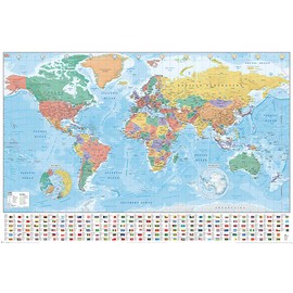 POSTER STOP ONLINE Political Map of The World - Educational Poster/Print (World Map with Flags) (Size 36" x 24")