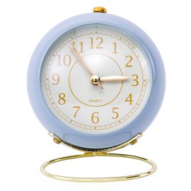 European Style Metal Clock Ingenious Mute Round Children Electronic Quartz Alarm Clock for Living Room Bedroom Purple
