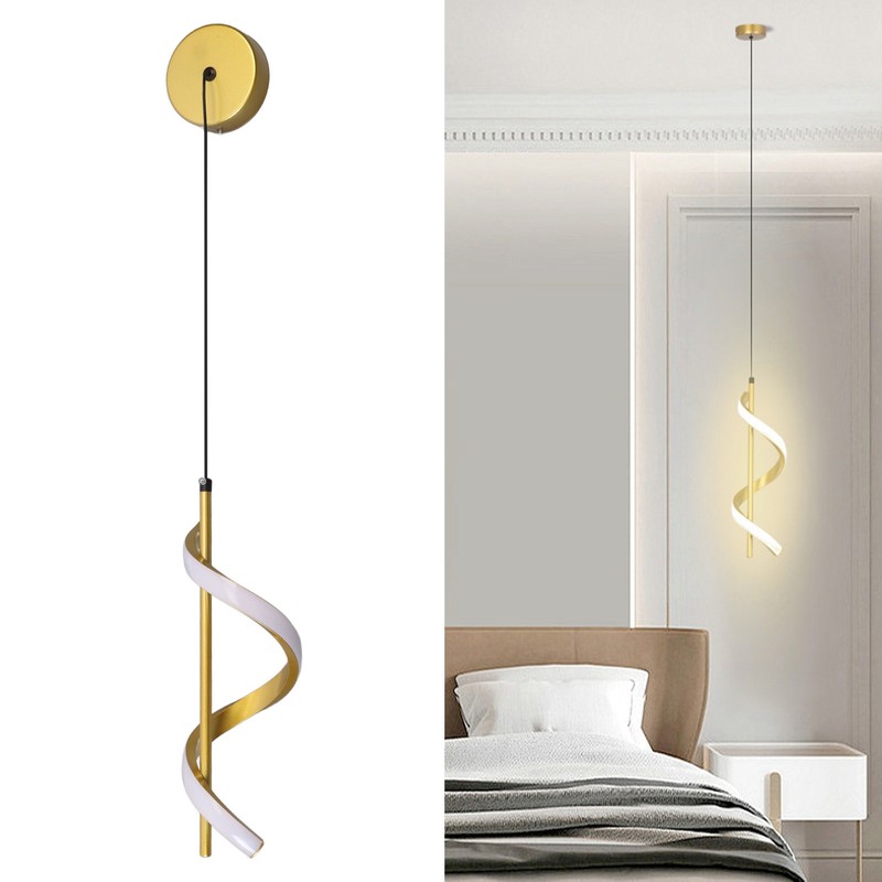 Spiral LED Pendant Light Gold Color High Brightness Eyes Protection
