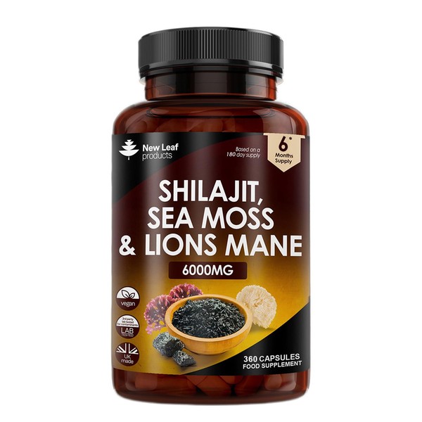 Shilajit Seamoss and Lions Mane Capsules 6000mg - High Strength
