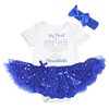 My First Hanukkah Blanco Body Azul Lentejuelas Tutu Romper nb-18