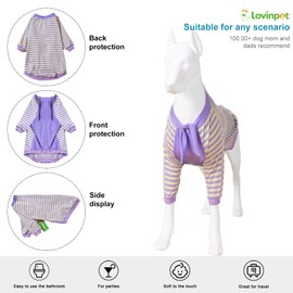 LovinPet Dog Cotton T-Shirt for Large Big Dog Cotton Shirt/Stripe lightweight 2-Leg Dog Cotton Tee Shirts/Dog Cotton Sun Protection Shirt, Pullover Pet Anxiety Relief