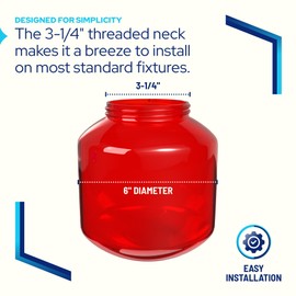 KastLite 6" Globe Light Bulb Cover with 3.25" Threaded Screw-in Neck - Acrylic Plastic Replacement for Ceiling Lamp Shades, Outdoor Mood Lighting Fixtures & Camper Awning Lights - Red, Candy Jar