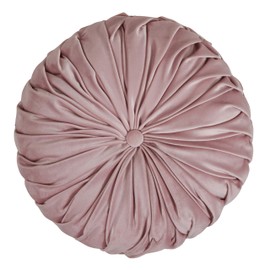 SARO LIFESTYLE Madison Collection Round Velvet Pintucked Throw Poly Filled Pillow, 14", Blush
