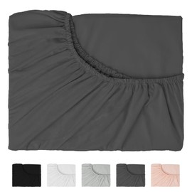 Hotella 100% Microfiber Ultra Soft 39"x80" Twin XL Fitted Sheet Only, Hotel Quality 14 inch Deep Pocket Bottom Sheet, Stay in Place Bedding Matress Protector, Machine Washable Non-Fade, Dark Gray
