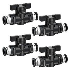 Pneumatic Connector Straight 8 mm Pneumatic Ball Valve with Shut-off Valve for Quick Connection of Air Lines Pack of 4