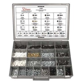 10mm to 5/8" Black, Zinc, Black Nylon Metal License Plate Nut and Screw Assortment, 520 pc.