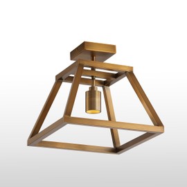 VidaLite Shura - 1-Light Brushed Brass Integrated LED Cage Ceiling Light w/ Adjustable Spotlight Head, Flush Mount Ceiling Spot Light Fixture, 3000K, 500 Lumens