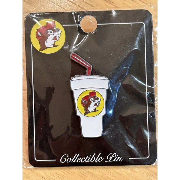 Bucees Collectible Enamel Pin White Cup Fountain Drink Buc-ee’s Beaver