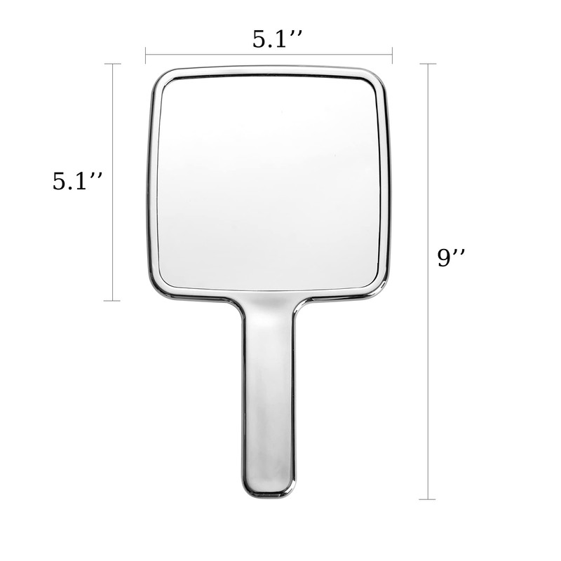 YCHMIR Hand Held Mirror Electroplate Mirror Sliver, Square 9 x5.1