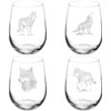 MIP Set of 4 Wine Glass Gift Goblet Wolf Collection
