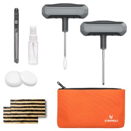 ETENWOLF Flat Tire Repair Kit with Plugs 16 Pcs, Heavy Duty Tire Plug Kit for Car, Motorcycle, ATV, Jeep, Truck, Tractor (Grey)