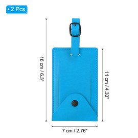 PATIKIL Pack of 2 Suitcase Tags Flight Travel Suitcase Name Tags with Name Plate Address Label Flap & Button PU Leather Pendant Travel Accessories for Cruises Travel Bag Sky Blue