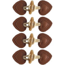 DHER Leather Toggle Clasps Buttons Closure Jackets 4 Pairs Small Buttoned Faux Leather Coats Jackets Knitwear Wind Jackets Resin Buttons for Kids Clothing (Dark Coffee)