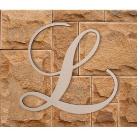 Jess and Jessica Wooden Letter L, 8" Long x 1/4" Thick – Large Wooden Letters for Wall Decor, Unfinished Monogram Cursive Large Letters for Wall Decor or Kids' Nursery Design - Chopin Script Font