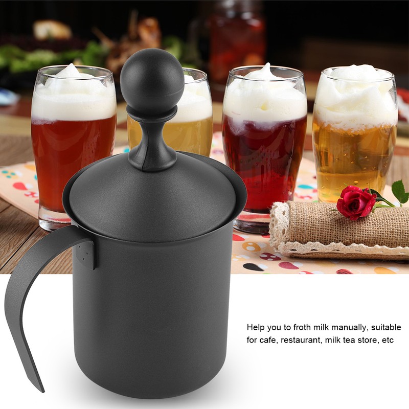 Stainless Steel Manual Double Mesh Milk Frother Foam Maker Coffee