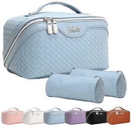 Travel Makeup Bag for Women Organizer: Large Capacity Cosmetic Bag - Toiletry Bags with Divider 1-Blue