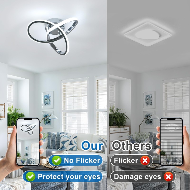 DELIPOP Ceiling Light Fixture, Modern LED Ceiling Light, 22W 6500K