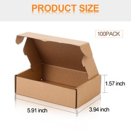 Qilery 100 Pcs Shipping Boxes Cardboard Christmas Gift Boxes Corrugated Cardboard Boxes Mailer Packaging Box for Xmas Mailing Small Business Present(5.91 x 3.94 x 1.57 Inches,Brown)