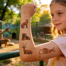 60 PCS Realistic Wildlife Jungle Animal Temporary Tattoos Sticker Reptile Wild Theme Birthday Party Decoration Supplies Favors Gifts for Kids Boy Girls Zoo Cute Safari Fake Tattoo School Reward Q1132