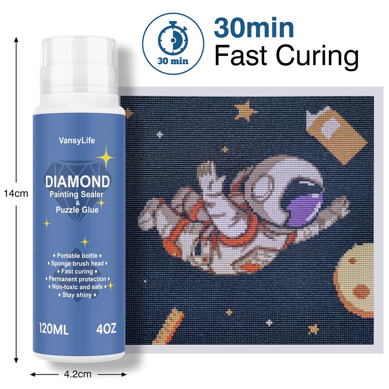 VansyLife Diamond Painting Sealer 120ML with Sponge Head, 5D Diamond