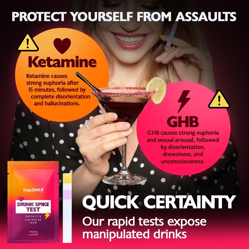 DrinkCheck Drink Safety Test Strips, 10 Tests – Detect Harmful