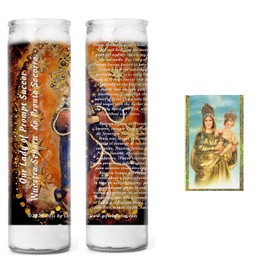 Our Lady of Prompt Succor Patron of Louisiana Virgen de el Pronto Socorro Glass Candles with Prayer for Protection Set of Two or Four Glass Candles (Prayer Card & 2 Candles)