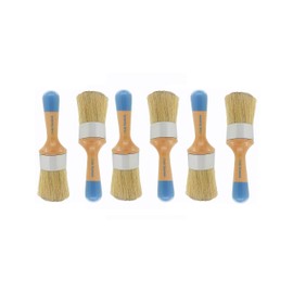 Chalk Mountain Brushes - 6 Pack Natural Boar Hair Bristle Varnished Large Wax Brushes - Great for Clear & Dark Furniture Wax