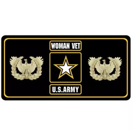 ARMY WOMAN VETERAN WARRANT OFFICER PHOTO CHROME LICENSE PLATE