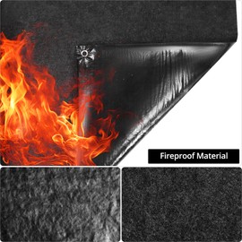 QWORK Extra Large Grill Mat 90x48 Inches for Outdoor Grill, Fireproof Grill Pads, Waterproof Oil-Proof Fire Blanket BBQ Mat, Indoor Fireplace Mat