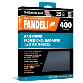 Fandeli | Waterproof Sandpaper | 400 Grit | 25 Sheets 9'' x 11'' | For for Plastic, Lacquer, Varnish, and Pain | Water Resistant