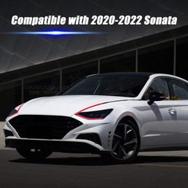 TOMALL 2 Pair Headlight Sidemarker Side Rear View Mirror Vinyl Films Smoke Tint Compatible with Hyundai Sonata 2020-2022 Transmission Amber Edges Delete Stickers Decorations (Red)